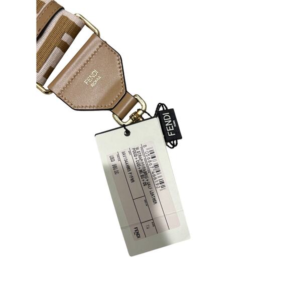 Fendi FF Logo Strap Beige Leather Canvas Brand New With Tags - Picture 2 of 5